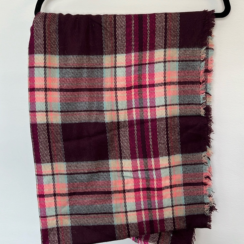 Scarf - purple pink blue checkered scarf